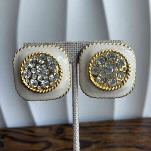 Elegant Gold and White Crystal Earrings